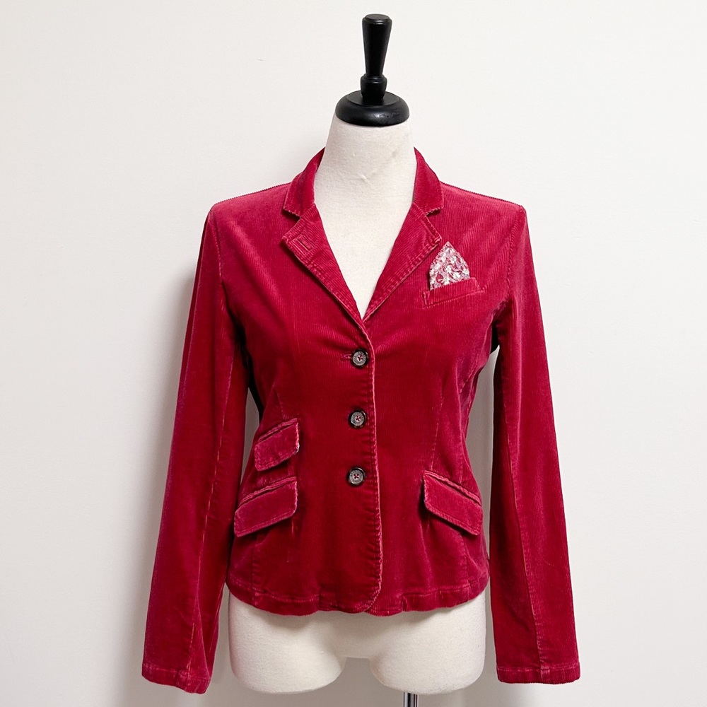 American Eagle Raspberry Red Corduroy Button Front Handkerchief Vintage New